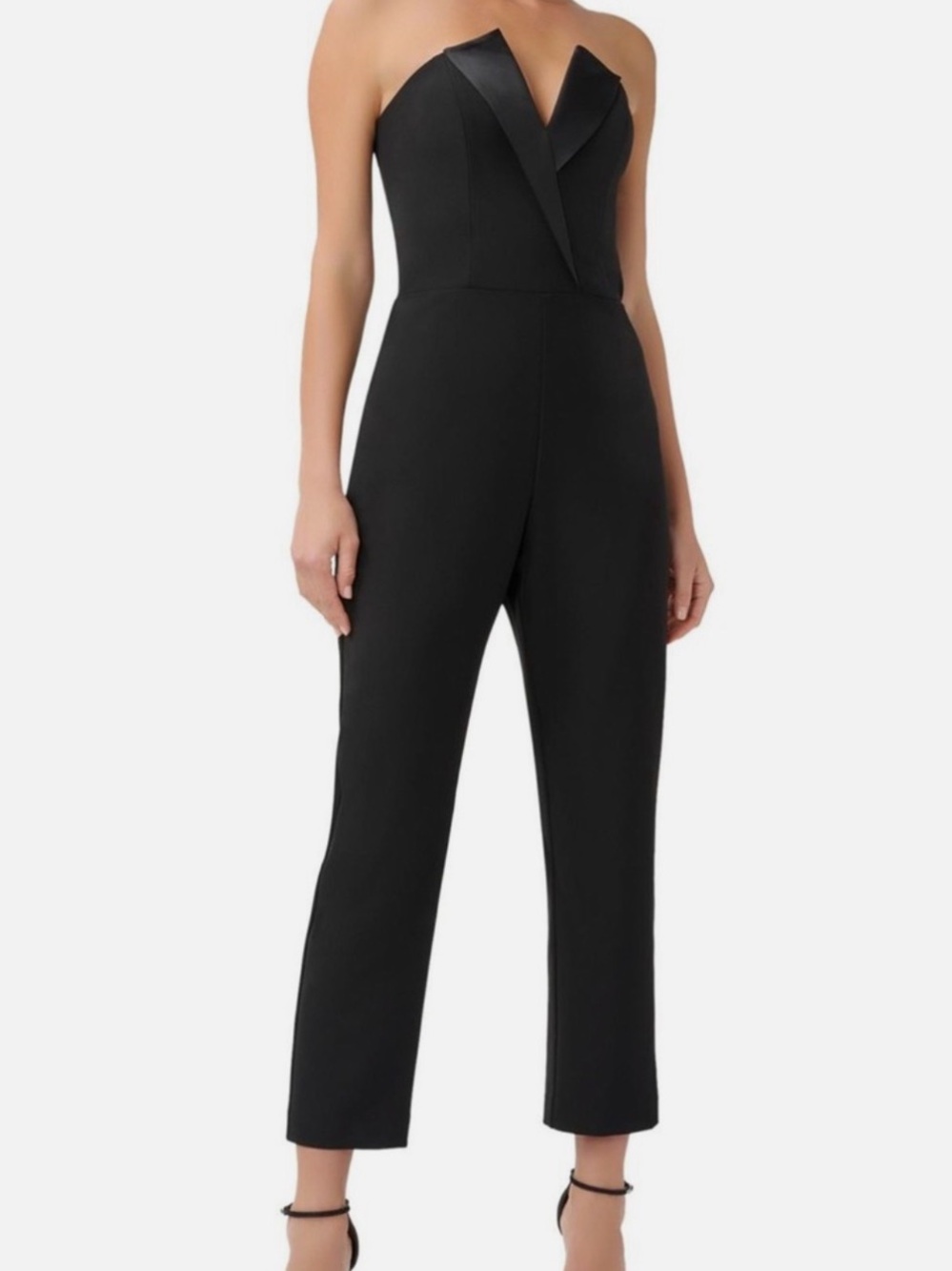 Aidan Mattox Black Strapless Tailored Jumpsuit